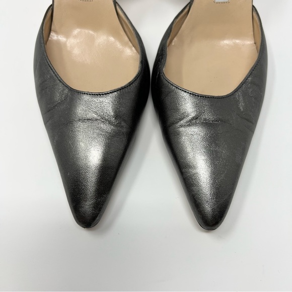 Manolo Blahnik Carolyne 70mm Silver Leather Slingback Pumps  Heels Size 39 - Picture 5 of 12